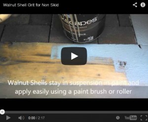 This video highlights adding crushed walnut shell grit to paint for anti-slip surfacing to stairs.